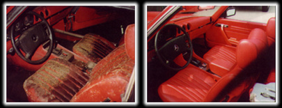 Before and After Mercedes 450SL Seat Reupholstery